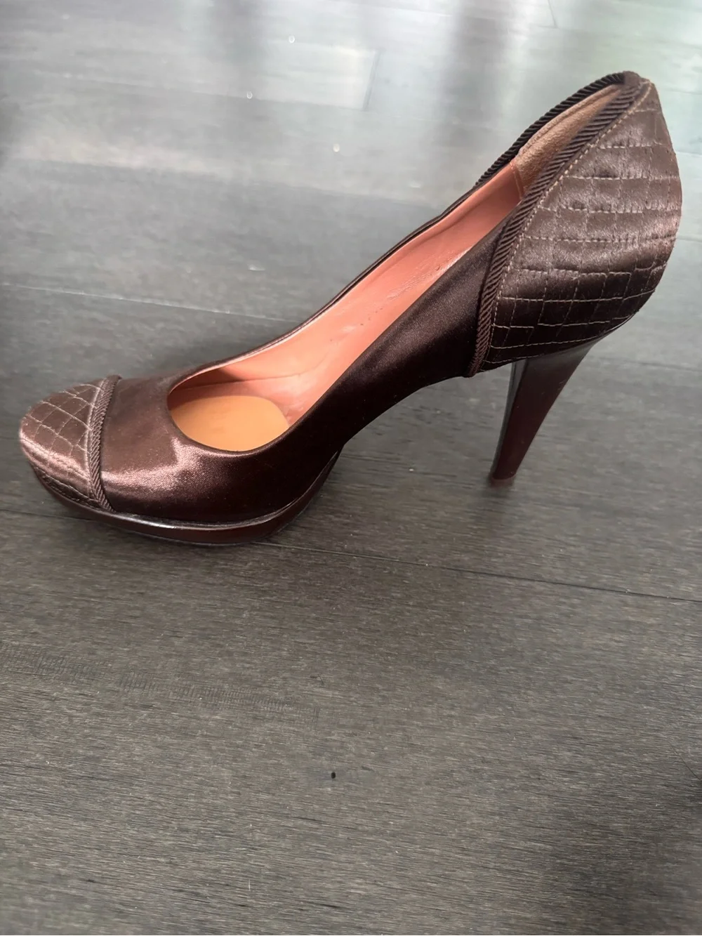 LES TROPEZIENNES  Massimo Palazzo EU39 Elegant Brown Satin Women's High Heels
